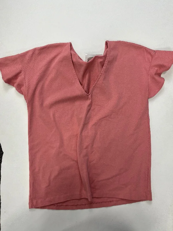 women's T-shirts with lace-up backsPink Top Short Sleeve J Crew O, Size S