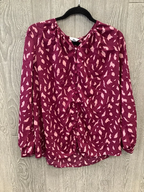 women's long sleeve tops with trendy patternsPurple Top Long Sleeve Nine West, Size Xl