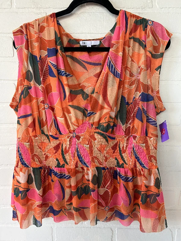 women's T-shirts with ruffle accentsTop Short Sleeve By Dr2  Size: XL