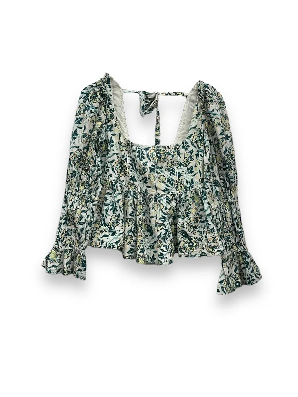 women's long sleeve tops with stretchable fabricFloral Print Top Long Sleeve Pilcro, Size M