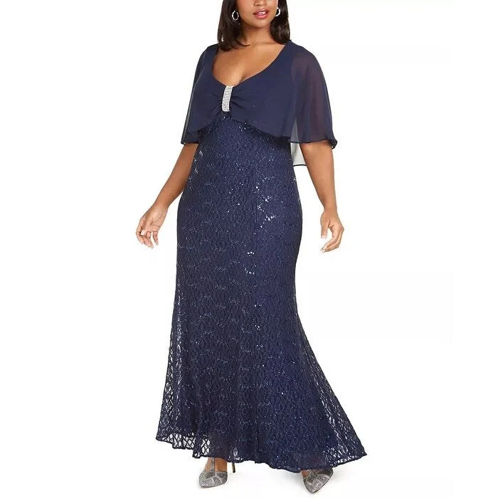 women's fashionable dressesR & M Richards Women's Plus Capelet Gown Navy Size 24W