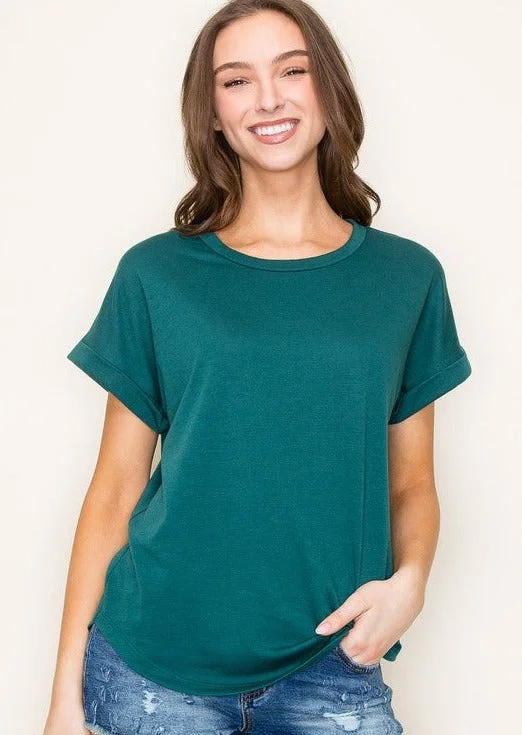 women's tops for beach outingsDark Teal Soft Terry Tee