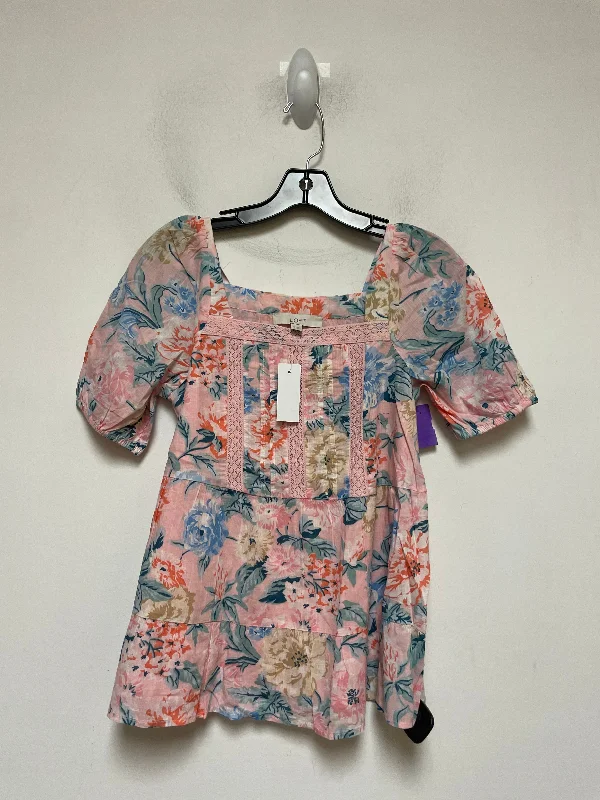 women's T-shirts for everyday wearFloral Print Top Short Sleeve Loft, Size Xs