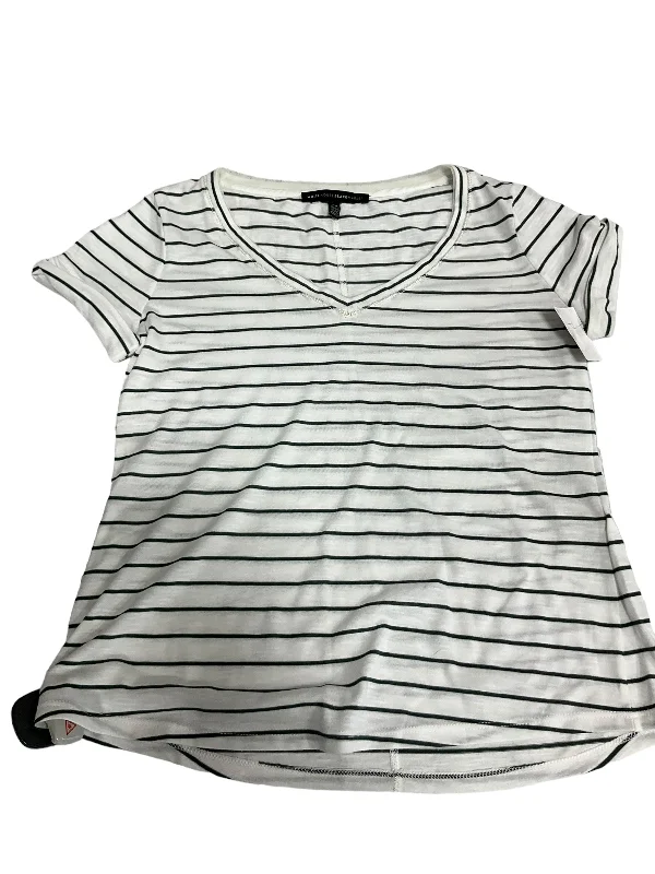 women's T-shirts with cold-shoulder cutsStriped Pattern Top Short Sleeve White House Black Market, Size Xs