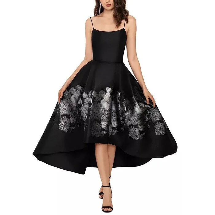 women's vacation dressesXSCAPE Women's Brocade High-Low Ball Gown Black Size 6