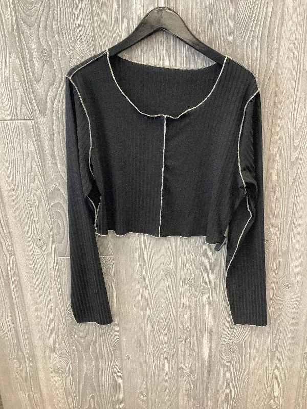 women's long sleeve tops with sustainable fabricBlack Top Long Sleeve Shein, Size 3x