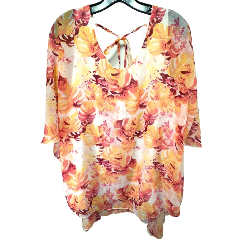 women's T-shirts with stretchable fabricFloral Print Top Short Sleeve Simply Noelle, Size M