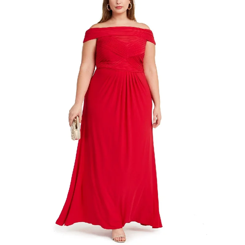 women's lightweight dressesAdrianna Papell Women's Plus Size Off-The-Shoulder Gown Red Size 14