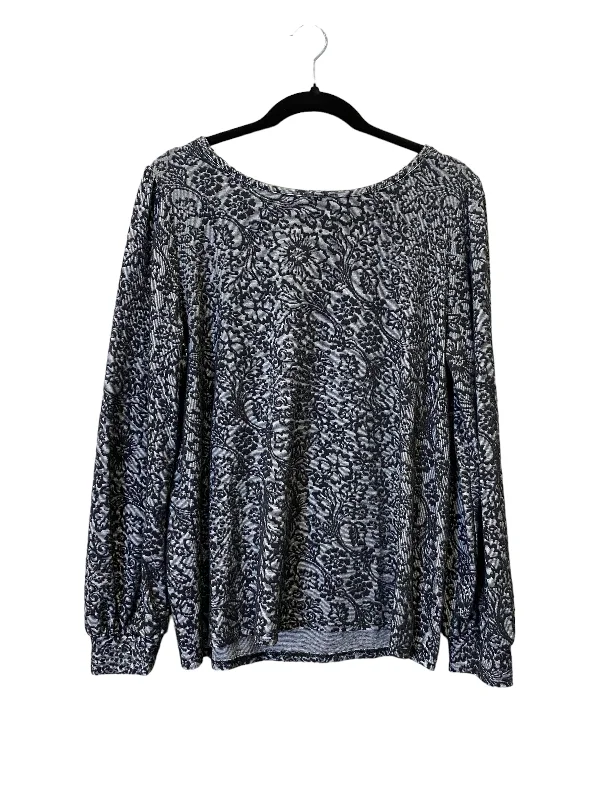 women's long sleeve tops with wrinkle-resistant fabricBlack & Grey Top Long Sleeve Loft, Size L