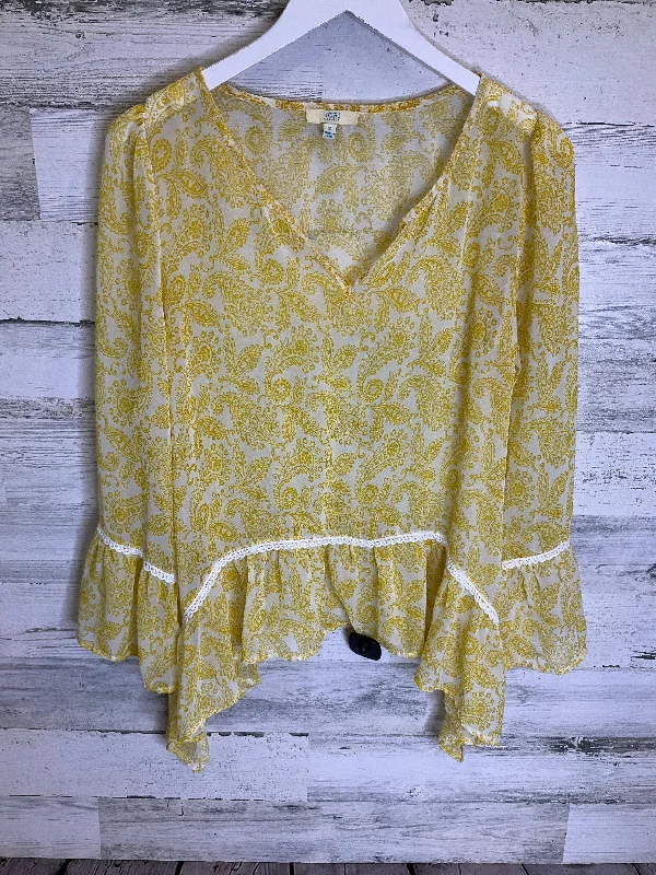 everyday women's long sleeve topsWhite & Yellow Top Long Sleeve Kori America, Size S