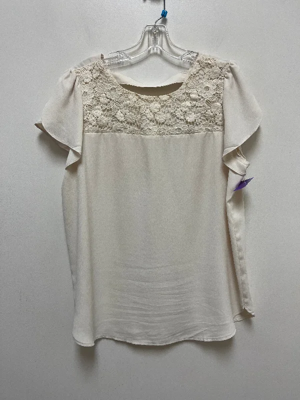 women's T-shirts with ruffle accentsTop Short Sleeve By Loft  Size: L