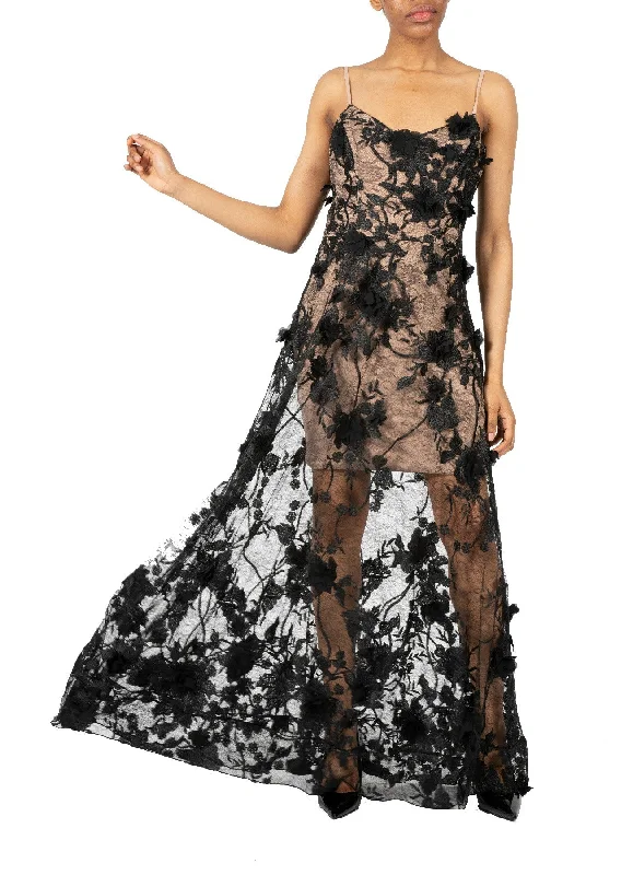 women's ruffle dressesDRESS THE POPULATION-LILIAN GOWN