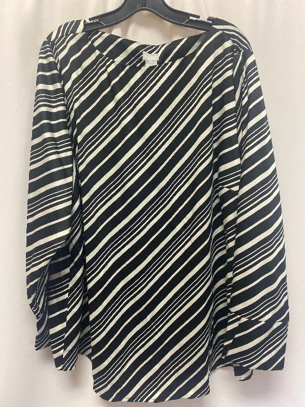 women's long sleeve tops with fitted designsBlack & White Top Long Sleeve Chicos, Size Xxl