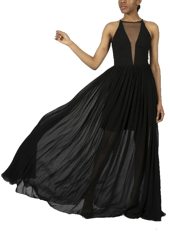 women's bell-sleeved dressesDRESS THE POPULATION-PATRICIA BLACK GOWN