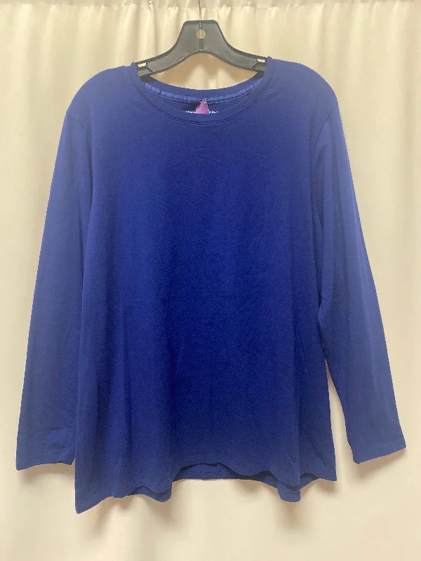 women's long sleeve tops with scoop necksBlue Top Long Sleeve Just My Size, Size 3x