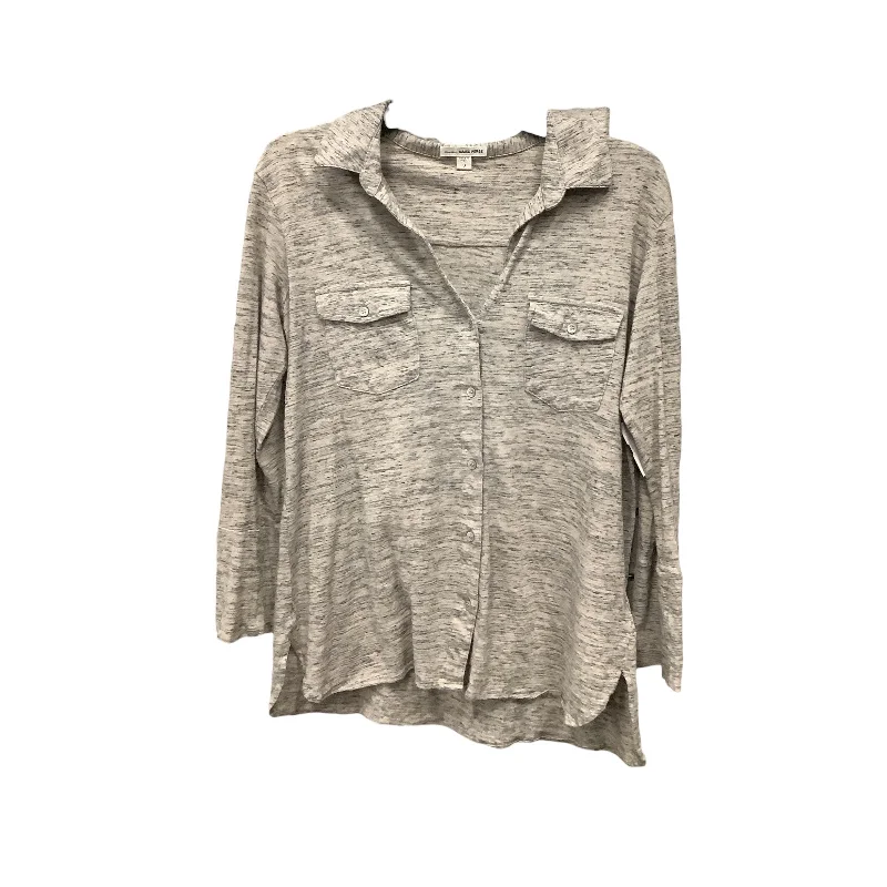 women's long sleeve tops with personalized messagesGrey Top Long Sleeve James Perse, Size L