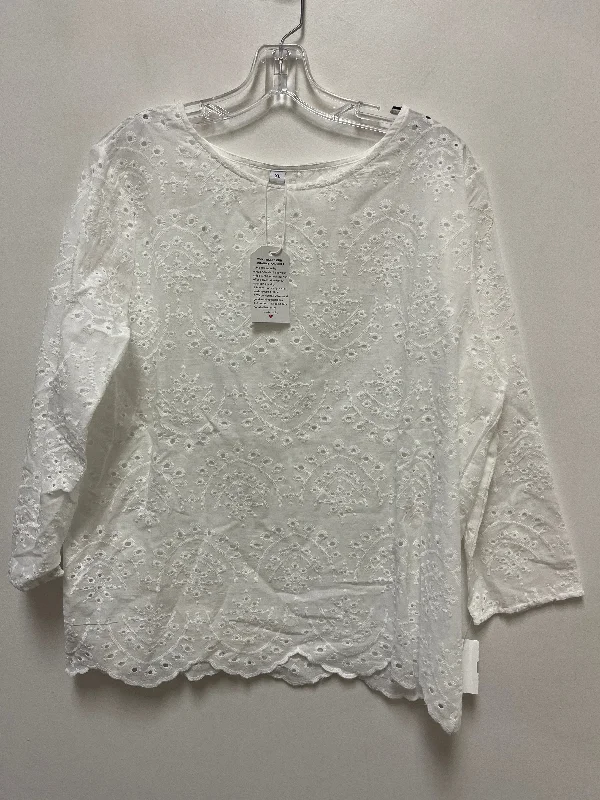 women's long sleeve tops with plus-size optionsWhite Top Long Sleeve Clothes Mentor, Size Xl