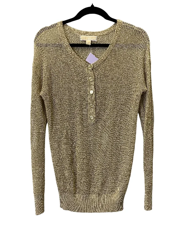 women's long sleeve tops with eco-friendly productionGold Top Long Sleeve Designer Michael Kors, Size L