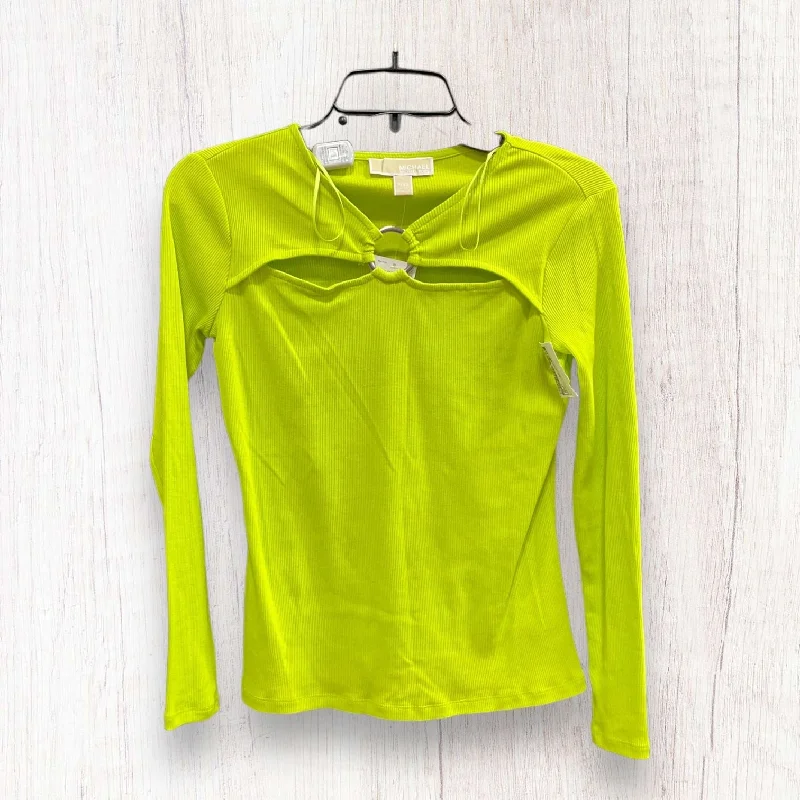 women's long sleeve tops for yoga sessionsGreen Top Long Sleeve Michael By Michael Kors, Size Xs