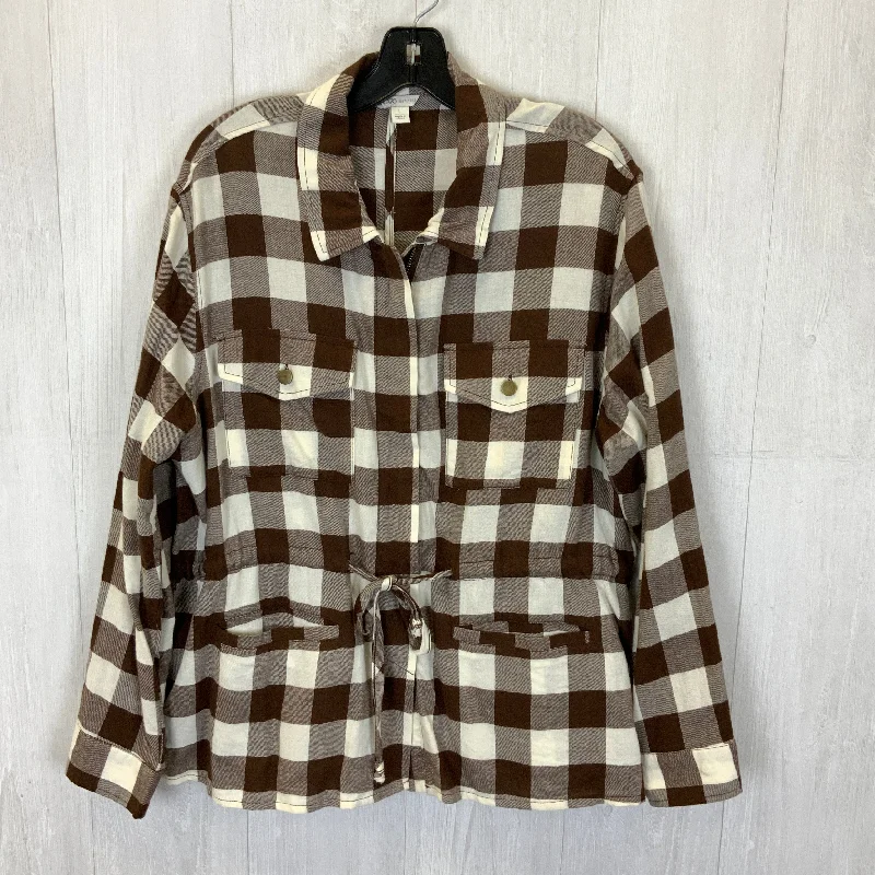 women's long sleeve tops with lightweight and breathable materialPlaid Top Long Sleeve Cato, Size L