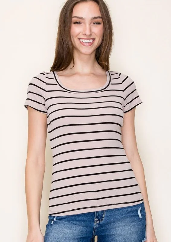 women's tops for everyday eleganceFeels Like Friday Striped Short Sleeve Tops - 2 Colors!