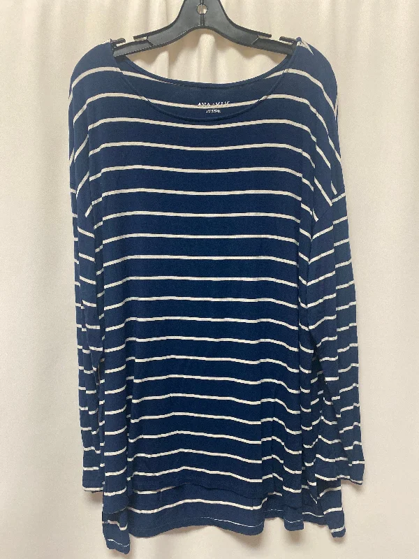 women's long sleeve tops with turtle necksBlue Top Long Sleeve Ava & Viv, Size 3x