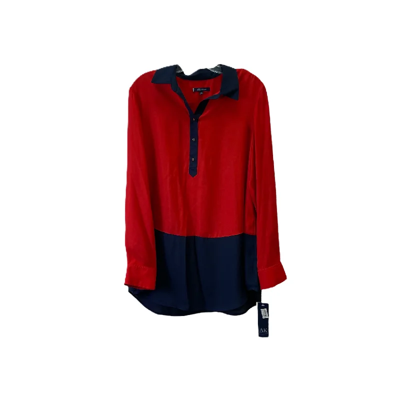 women's long sleeve tops with keyhole backsRed Tunic Long Sleeve By Anne Klein, Size: Xl