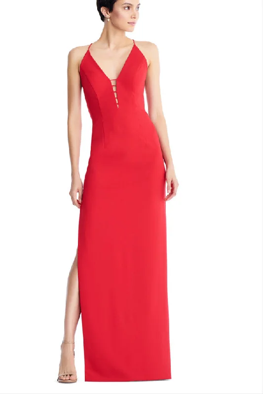 women's sleeveless dressesAIDAN MATTOX-RED SCUBA CREPE COLUMN GOWN