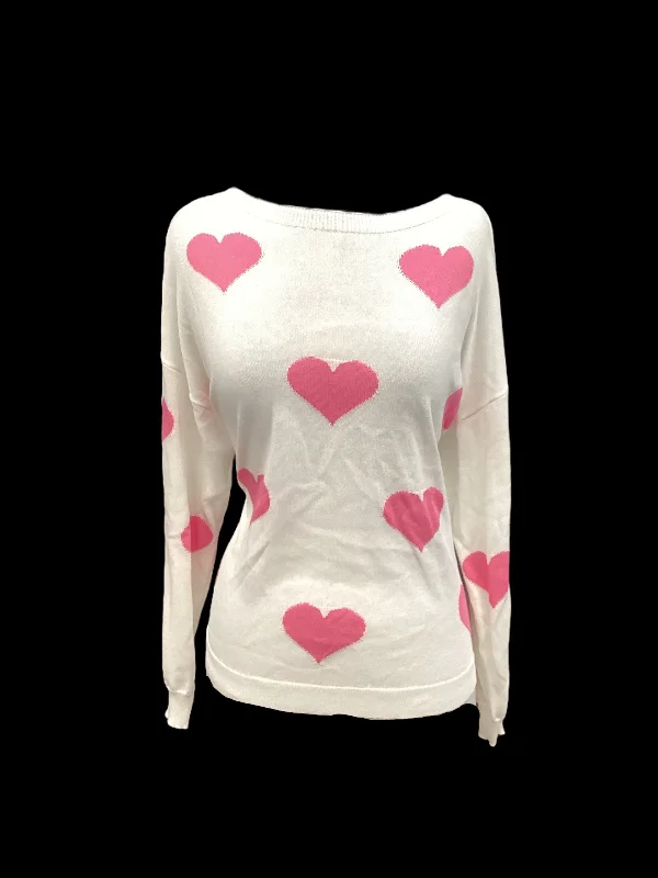 women's long sleeve tops with personalized messagesPink & White Top Long Sleeve Pink Lily, Size S