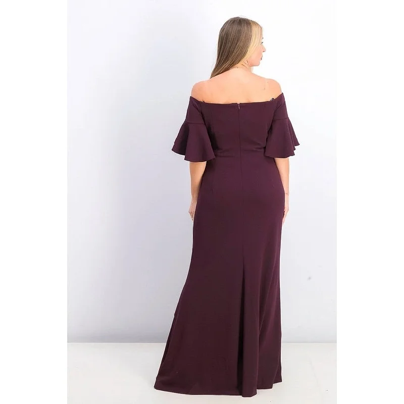 women's fair-trade dressesCalvin Klein Women's Sweetheart Off-The-Shoulder Gown Purple Size 14