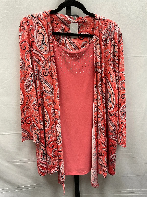 women's long sleeve tops with cold-shoulder designsPaisley Print Top Long Sleeve Kim Rogers, Size Xl