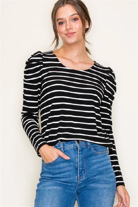 women's tops for those who appreciate subtle and muted tonesGabriella Striped Puff Sleeve Top