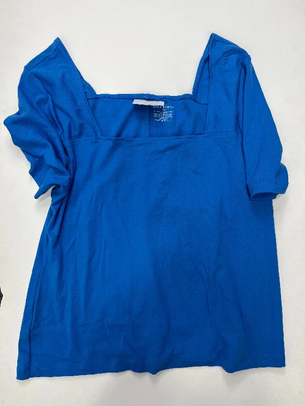 women's T-shirts with belt loopsBlue Top Short Sleeve Lane Bryant O, Size 1x