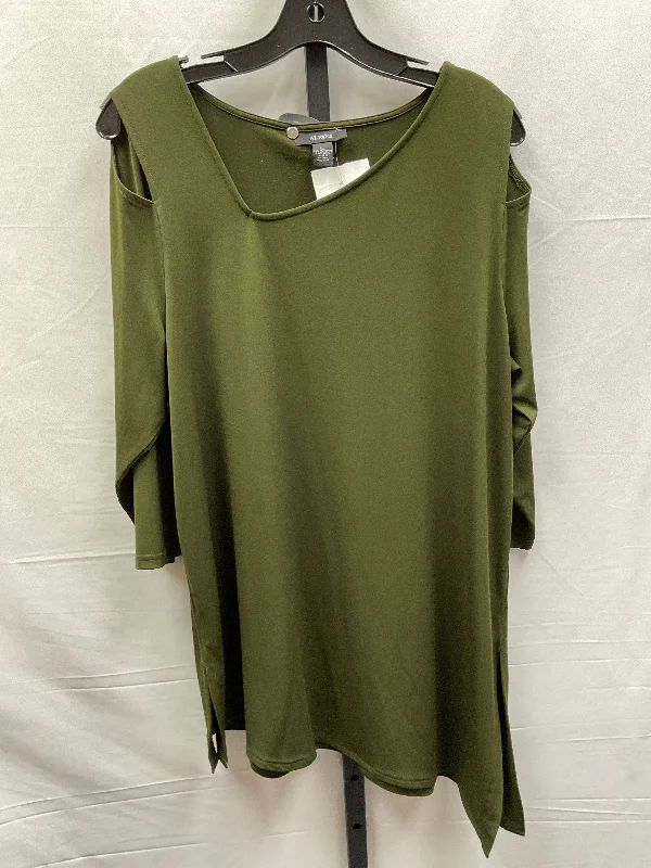 women's long sleeve tops with abstract designsGreen Top Long Sleeve Alfani, Size Xl