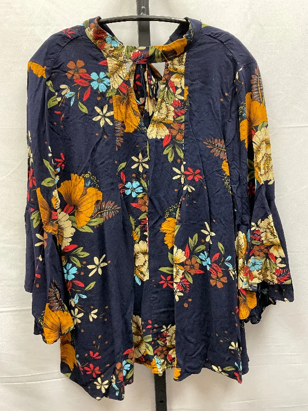 women's long sleeve tops with zippered closuresFloral Print Top Long Sleeve Jodifl, Size L