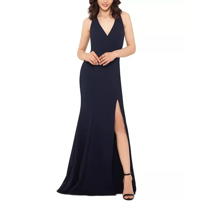 women's eco-friendly dressesXSCAPE Women's Side-Slit Gown Navy Size 12