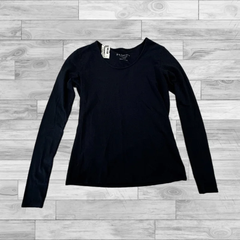 women's long sleeve tops with body-hugging silhouettesBlack Top Long Sleeve Basic Philosophy, Size S