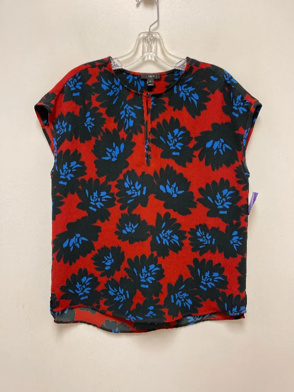 women's T-shirts with turtlenecksBlue & Red Top Short Sleeve J. Crew, Size Xs