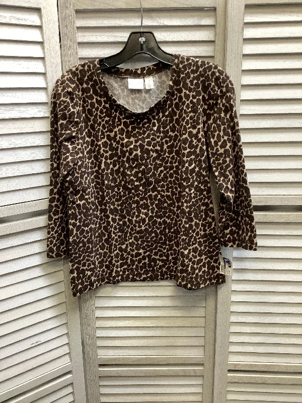 women's long sleeve tops with hidden buttonsAnimal Print Top Long Sleeve Chicos, Size M