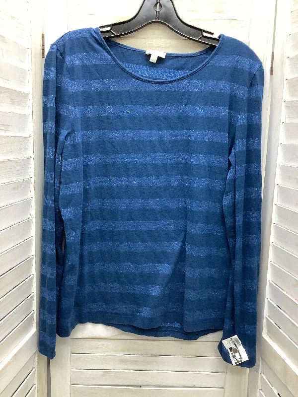 women's long sleeve tops for layeringBlue Top Long Sleeve Basic Talbots, Size M