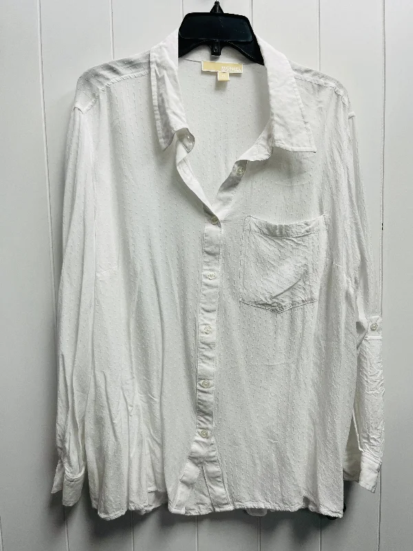 everyday women's long sleeve topsWhite Top Long Sleeve Michael By Michael Kors, Size 3x