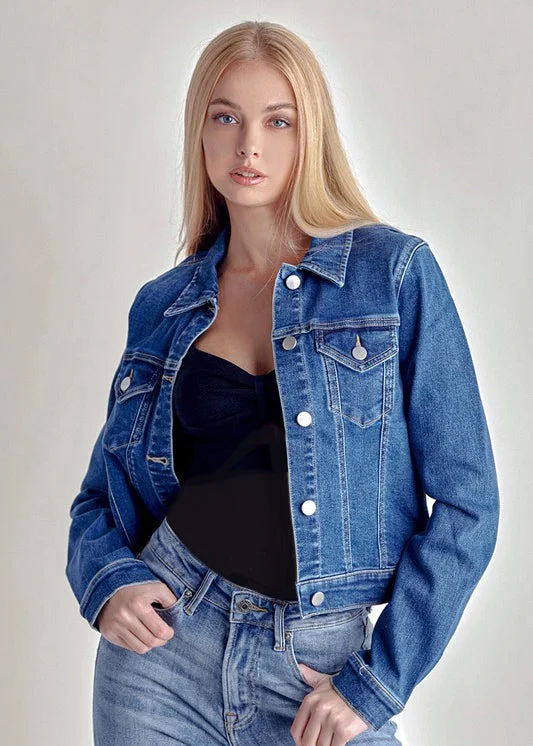 women's tops for glamorous eveningsRisen Basic Denim Medium Wash Jacket