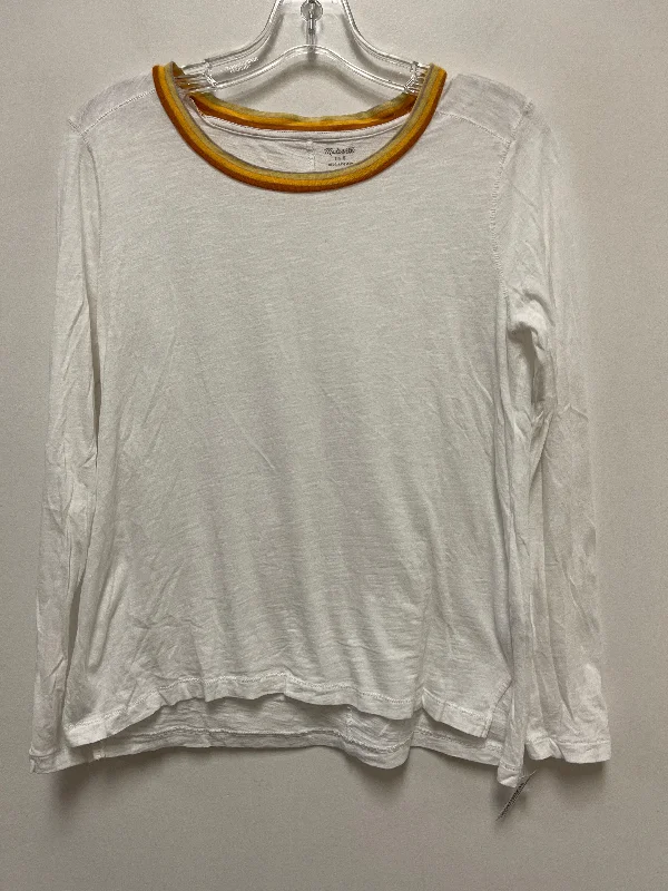 women's long sleeve tops with short torso lengthsWhite Top Long Sleeve Madewell, Size S