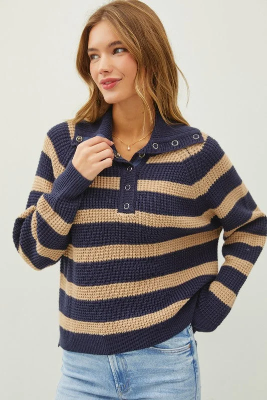 women's tops with bell sleevesChunky Striped Collared Pullovers - 2 Colors!