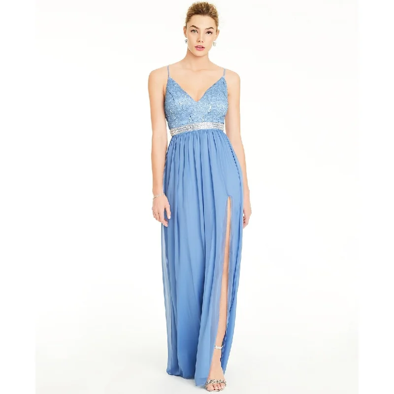 women's smart casual dressesEmerald Sundae Juniors' Lace & Chiffon Gown Blue Size 0