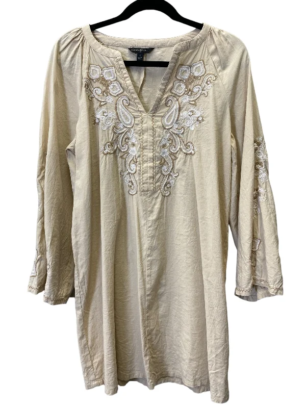 women's long sleeve tops with sequin embellishmentsBeige Tunic Long Sleeve Banana Republic, Size S