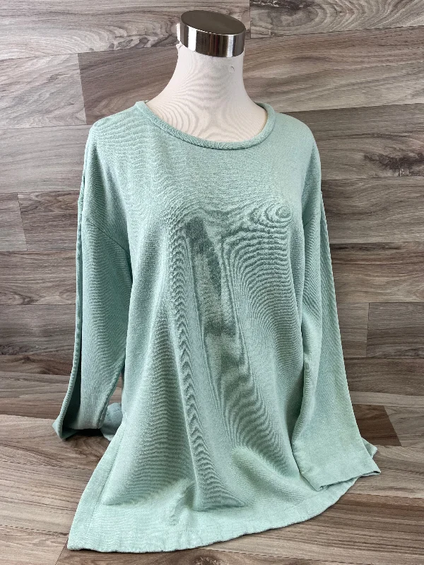 women's long sleeve tops made of synthetic fiberGreen Top Long Sleeve Basic Eileen Fisher, Size M