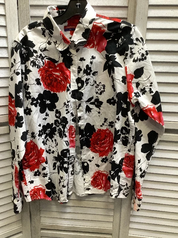 women's long sleeve tops with bleach-splatter designsFloral Print Top Long Sleeve Clothes Mentor, Size 4x