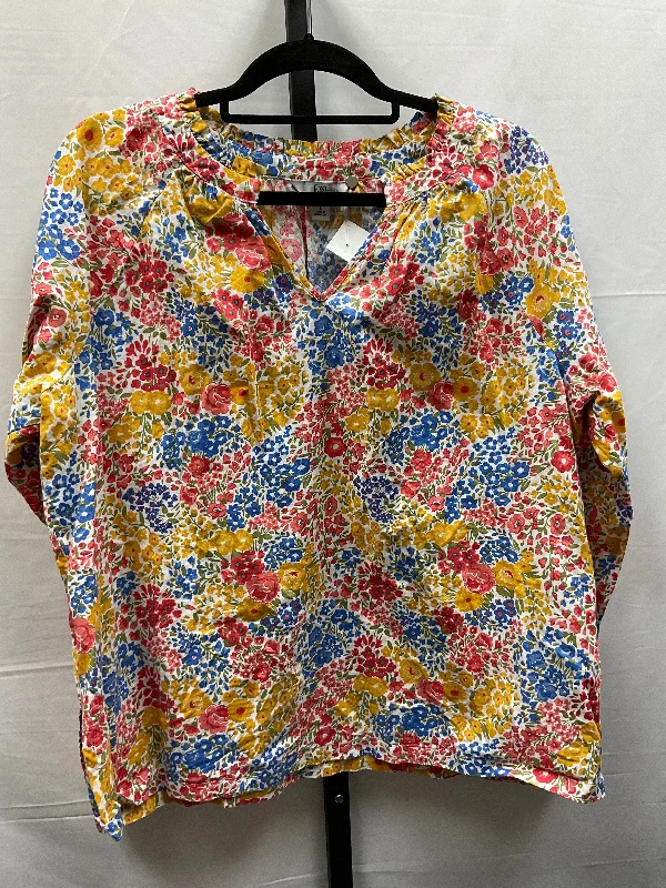 women's long sleeve tops made of silkFloral Print Top Long Sleeve Croft And Barrow, Size L