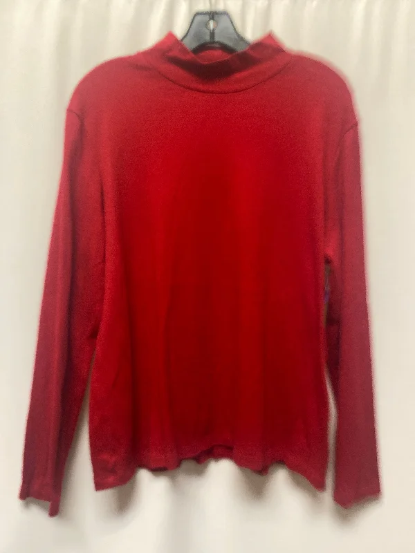 women's long sleeve tops with round necksRed Top Long Sleeve Croft And Barrow, Size Xl